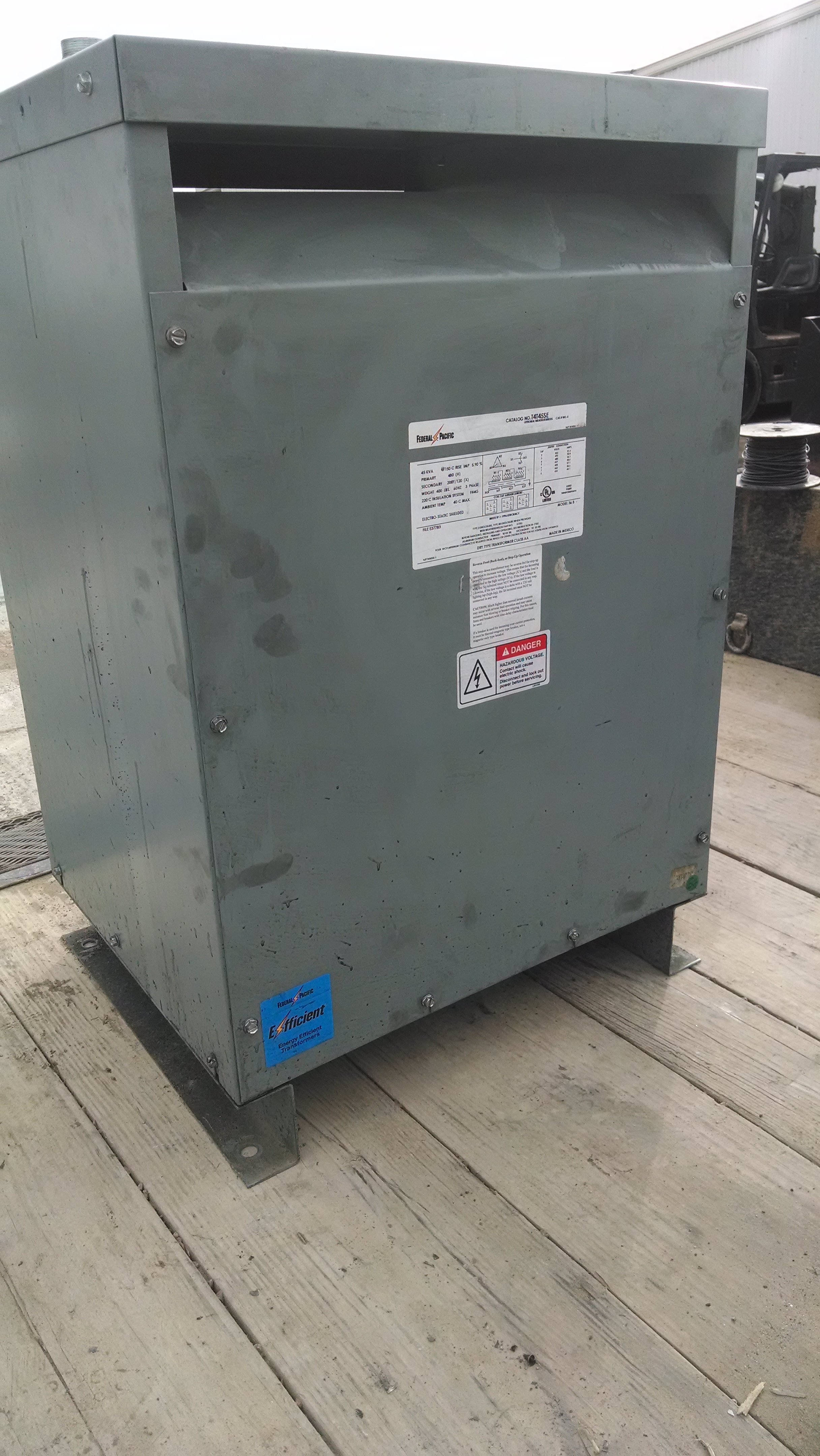 (1) PREOWNED FEDERAL PACIFIC 3 PHASE DRY TYPE TRANSFORMER CLASS AA MODEL 36 B